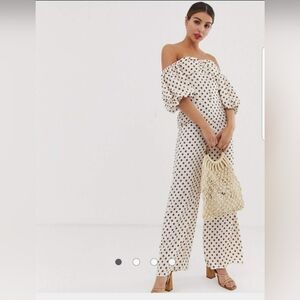 Asos Glamorous jumpsuit with puff sleeves